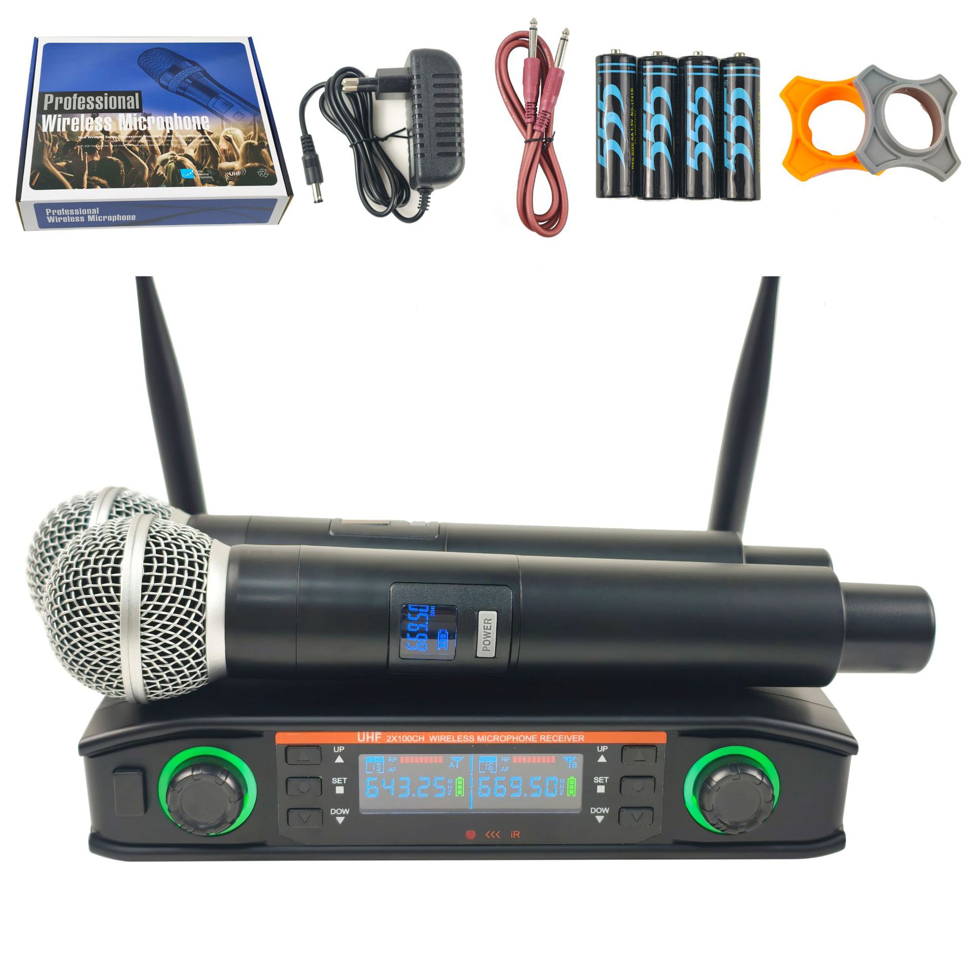 Uhf One-To-Two Infrared Frequency Wireless Microphone Home Ktv Wireless Microphone Singing Speech Host Microphone