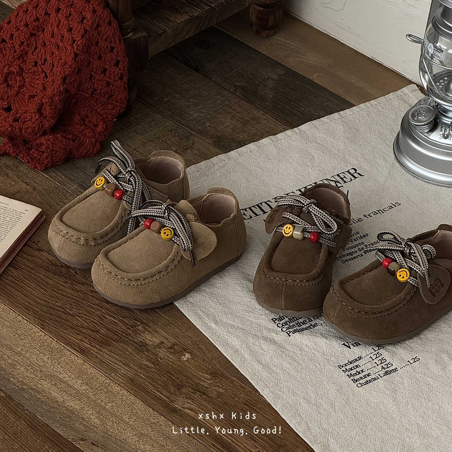 Xshx Keluli Kangaroo Shoes | Boys and Girls Autumn Buckenhead Layer Cow Suede Velcro Anti-Slip Functional Bottom
