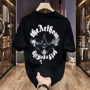 Heavyweight Pure Cotton Short-Sleeve T-Shirt Casual Trendy Unisex Summer Ins Versatile Crew Neck Top Trendy Versatile Men's Half-Sleeve