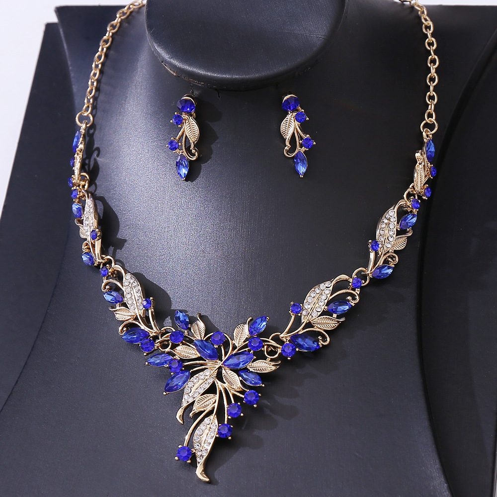 叶子镶钻新娘项链