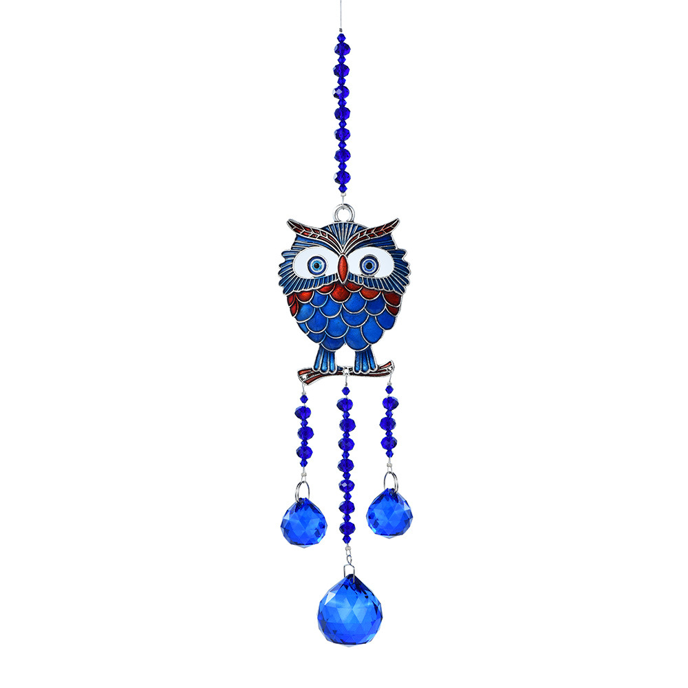 Suministro directo de fábrica transfronterizo nueva serie de decoración del jardín del ojo del diablo gran búho cristal Sun Catcher colgante