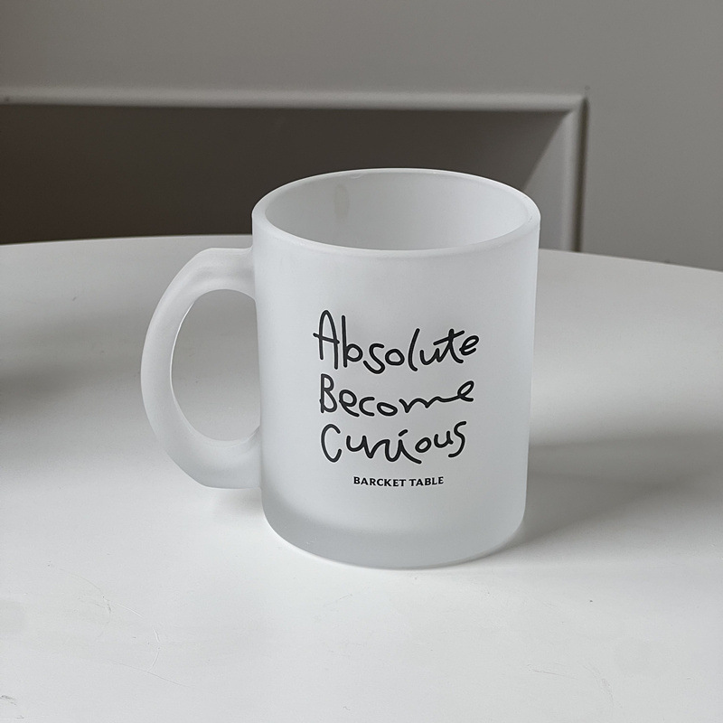 Creativo personalizado vidrio esmerilado hogar taza con mango cerveza jugo bebida fría taza de café personalización