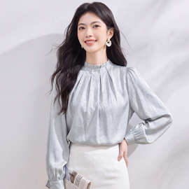 杭州丝绸真丝衬衫女长袖2026秋冬季新款桑蚕丝高档大牌纯色上衣女