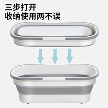 包邮可折叠拖把桶大容量折叠桶硅胶加厚家用长方形大口径拖把桶