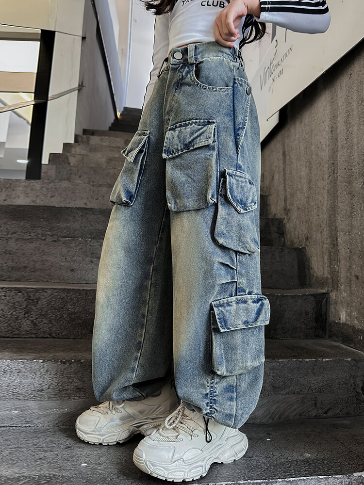 2409 Heavy Industry Retro Denim Overalls Retro Blue New Children's Verschiedenes Europäische und amerikanische Jeans_voghion.com