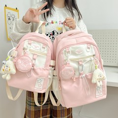 大容量のかばんの女子大学生の韓国版キャンパスのコンピュータのリュックサックの少女のかわいい甘い中高生のリュックサック