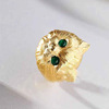 Brand ring, golden diamond retro universal stone inlay, simple and elegant design, 18 carat, French retro style