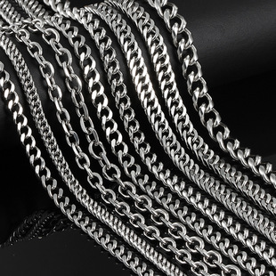 New Stainless Steel Chain DIY Cuban Necklace Bracelet Fashion Accessories Trendy Cool Handsome Titanium Steel Chain Multiple Styles