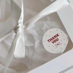 6枚の価格の新しい赤いthank youの蝶結びの円形の装飾のステッカーのdiyのベーキングシールは口を閉じます。