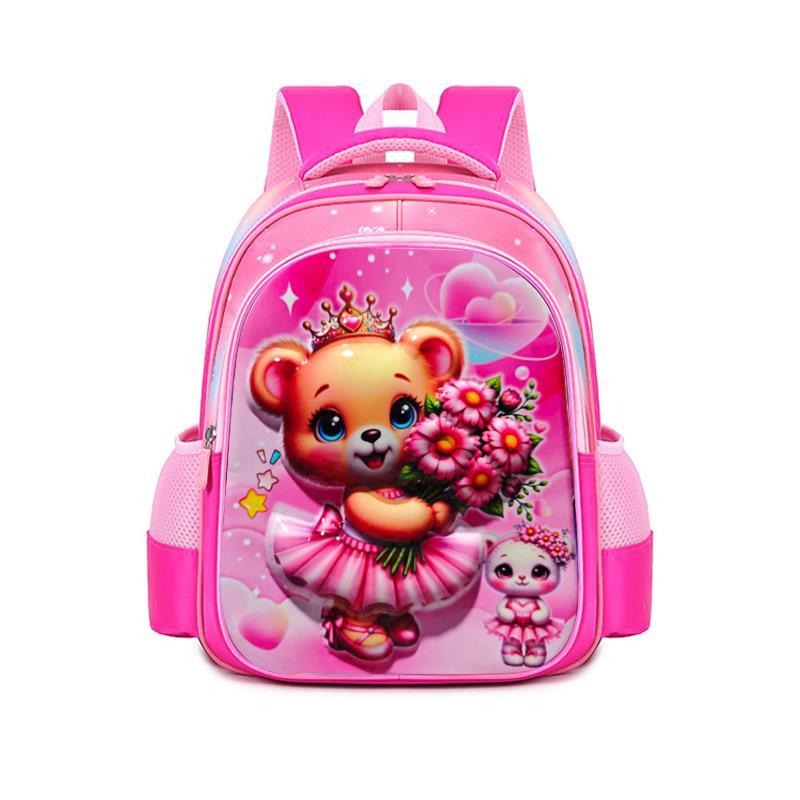 Nueva mochila escolar de dibujos animados mochila escolar 3D para estudiantes de escuela primaria 1-3 grado mochila de tela rabu súper ligera hombro para reducir la carga y proteger la columna