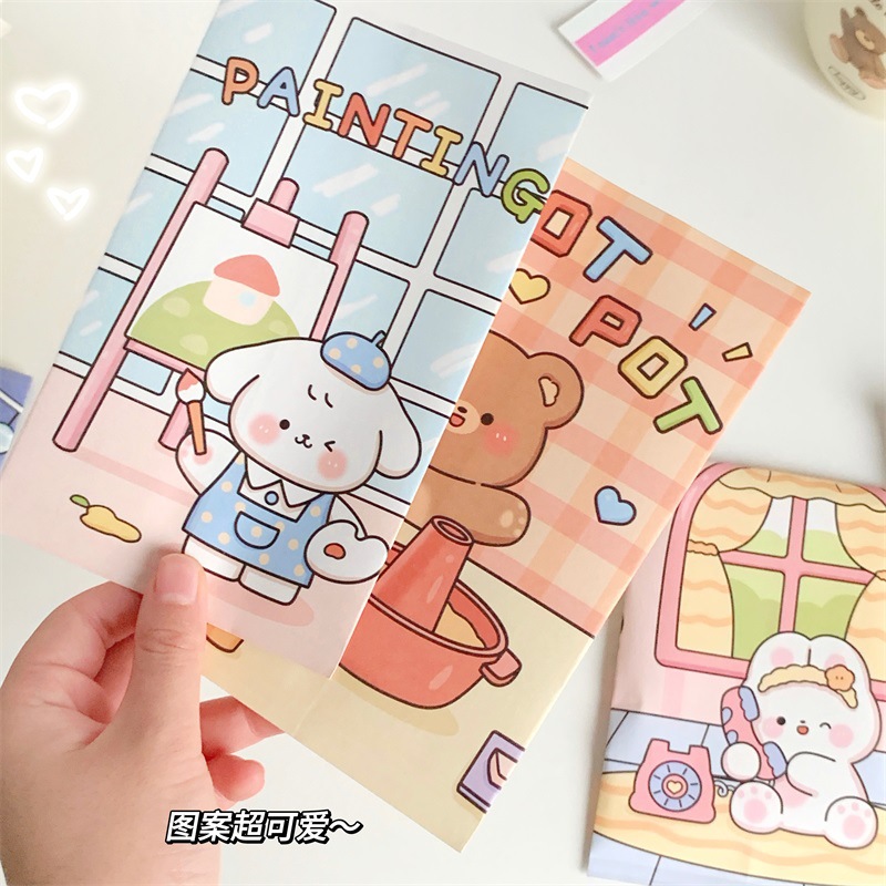 圣诞节软萌高颜值小熊打包袋可爱卡通淋膜纸袋少女烘焙饰品收纳袋