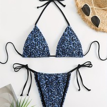 2025新款欧美印花比基尼分体跨境时尚泳衣两件套豹纹泳装bikini