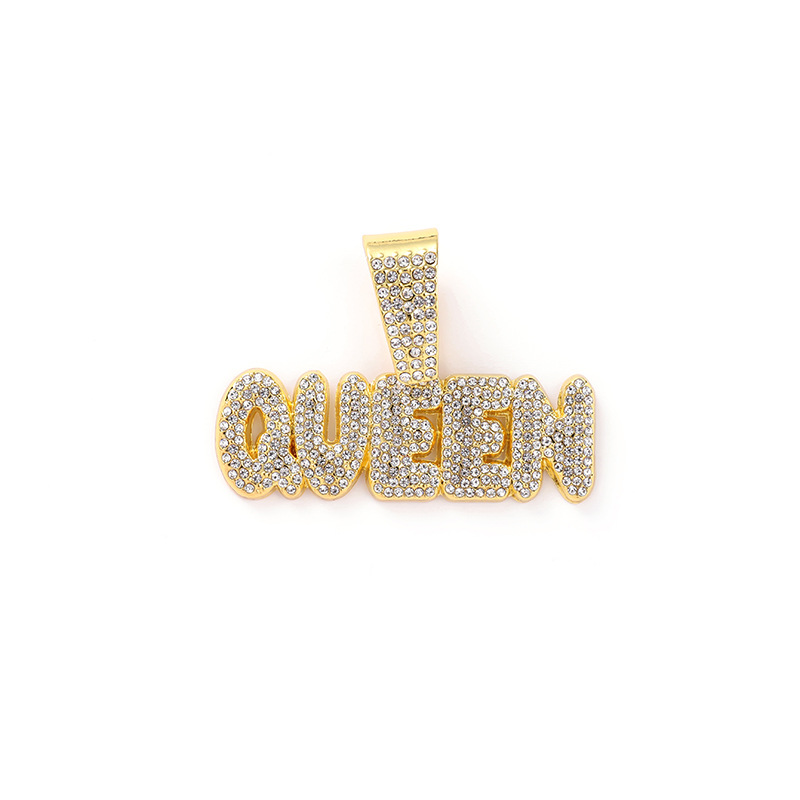 Lengua letra de diamante KING colgante collar cubano collar de estilo de moda personalidad collar redondo accesorios de hombre al por mayor