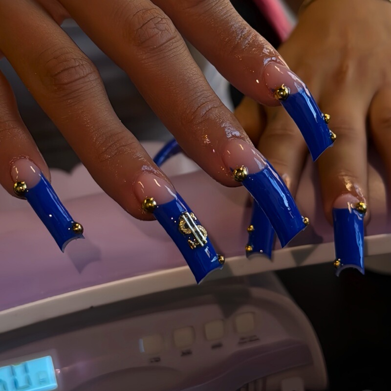 Cross-Border Long Hot-Selling Wearable Manicure Rhinestone Dollar Curve Nails European and American Smudged Nail Polish Finished Products