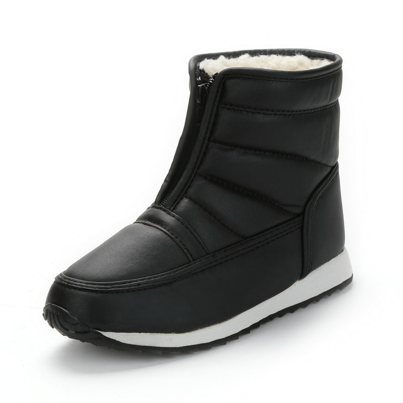 Distribución de envío gratuito de invierno de mediana edad joven anti-deslizante zapatos de nieve zapatos de algodón con cremallera de tubo corto