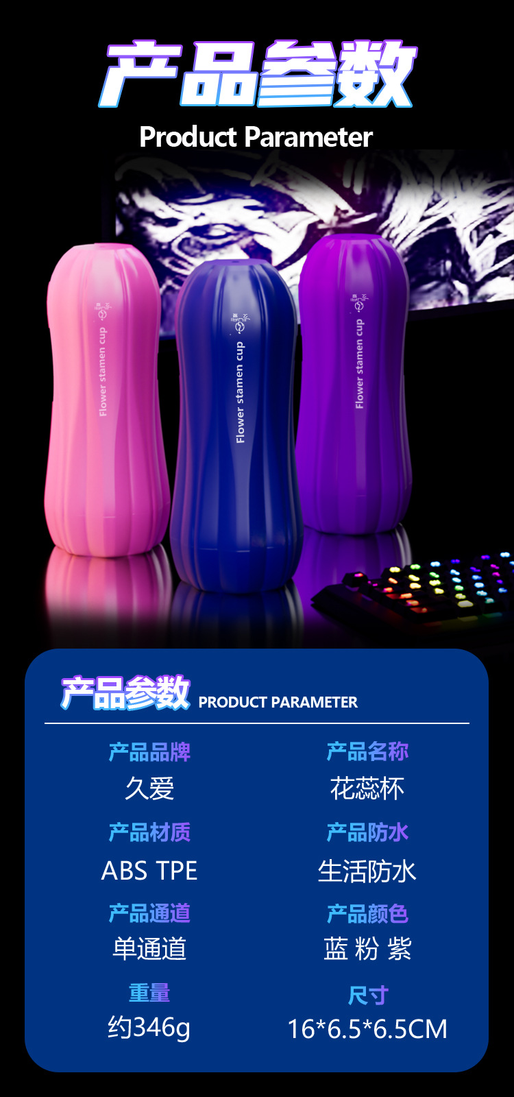 Jiuai Manual Airplane Cup Male Masturbator in TPE with ABS Housing, Purple — detail image 34