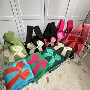 Ins Knitted Handbag Goddess Day Souvenir Handbag Gift Vest Bag Cute Flower Handbag Large Capacity