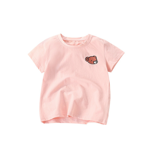 malwee girls summer new style European and American children's T-shirts Western style embroidered round neck shirts children's tops