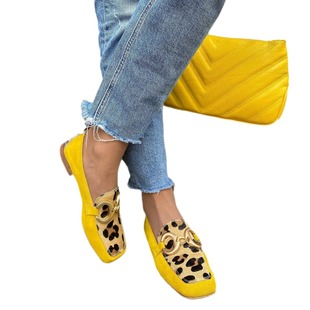 Foreign Trade Model 2024 Spring and Autum New Low-Heeled Square Toe 40-43 Shallow Mouth Suede Color Matching Casual Shoes for Women