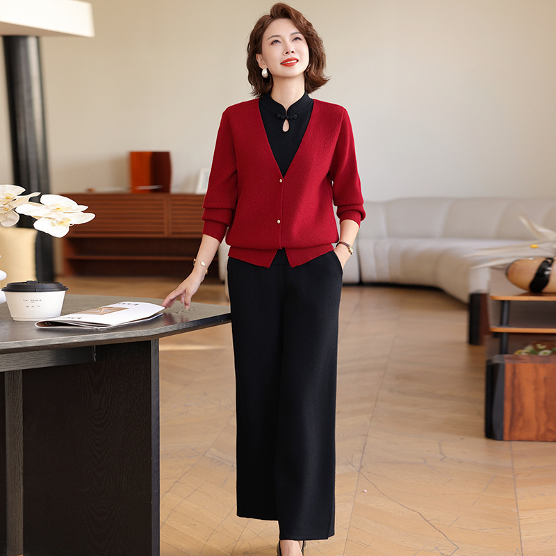 Mother's Year Autumn Knitted Suit 2025 New Style for Middle-Aged and Elderly Women, Little Fragrance Style, Mother-In-Law Wedding Banquet Jacket Mother's Year Autumn Knitted Suit 2025 New Style for Middle-Aged and Elderly Women, Little Fragrance Style, Mother-In-Law Wedding Banquet Jacket