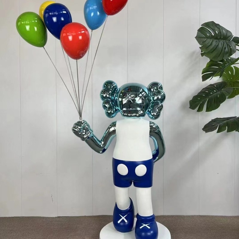 インターネット有名人のトレンディな Kaws 漫画のグラスファイバー彫刻人形暴力的なクマのセサミストリートホームディスプレイ床置き大型装飾品|undefined