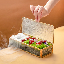 式玻璃长方寿司盒料理盘火锅店干冰盘子特色酒店冷盘子日料餐具