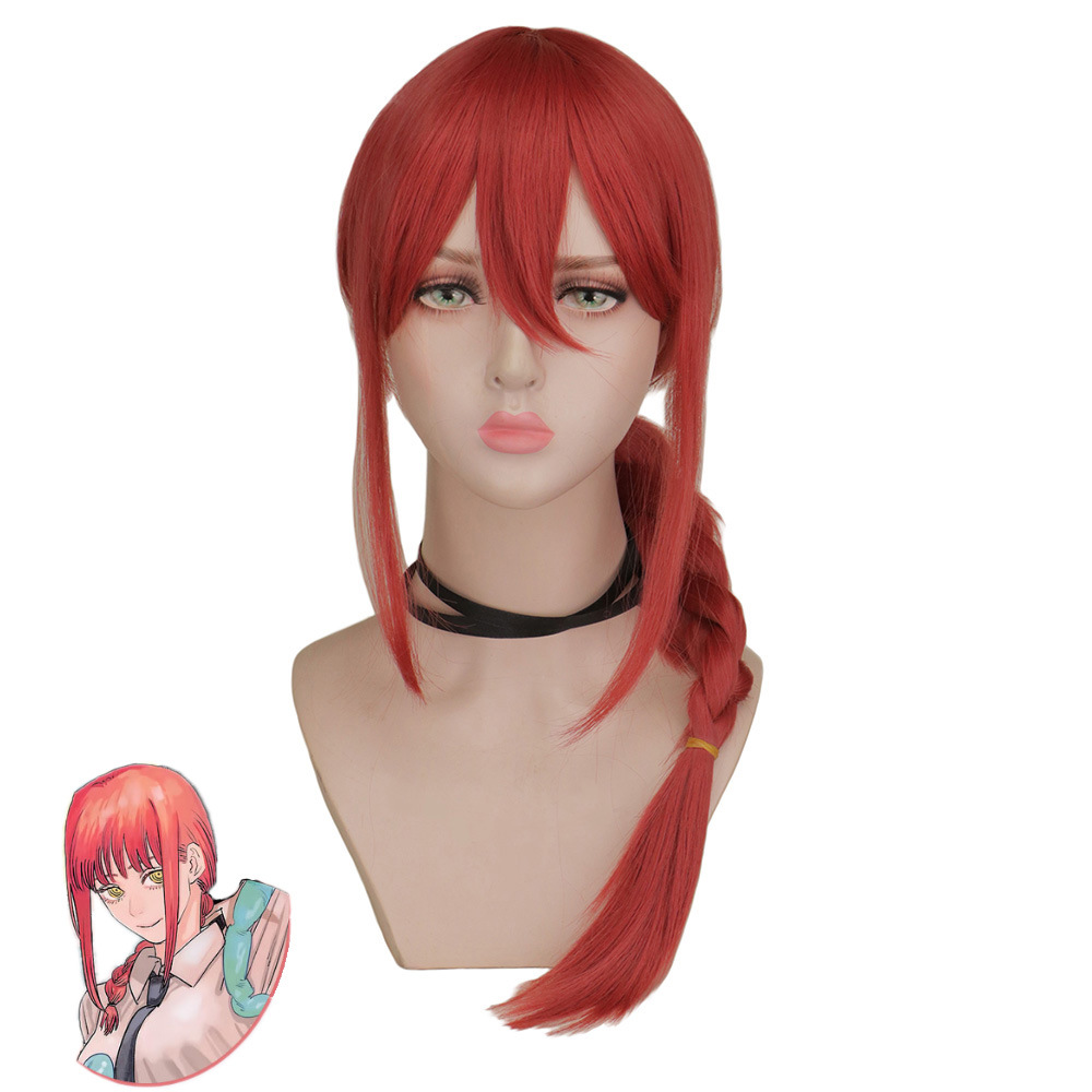 Anime motosierra humana maqima Cosplay peluca Rosa Rojo Twist trenza cara colección pelo falso temprano Sichuan