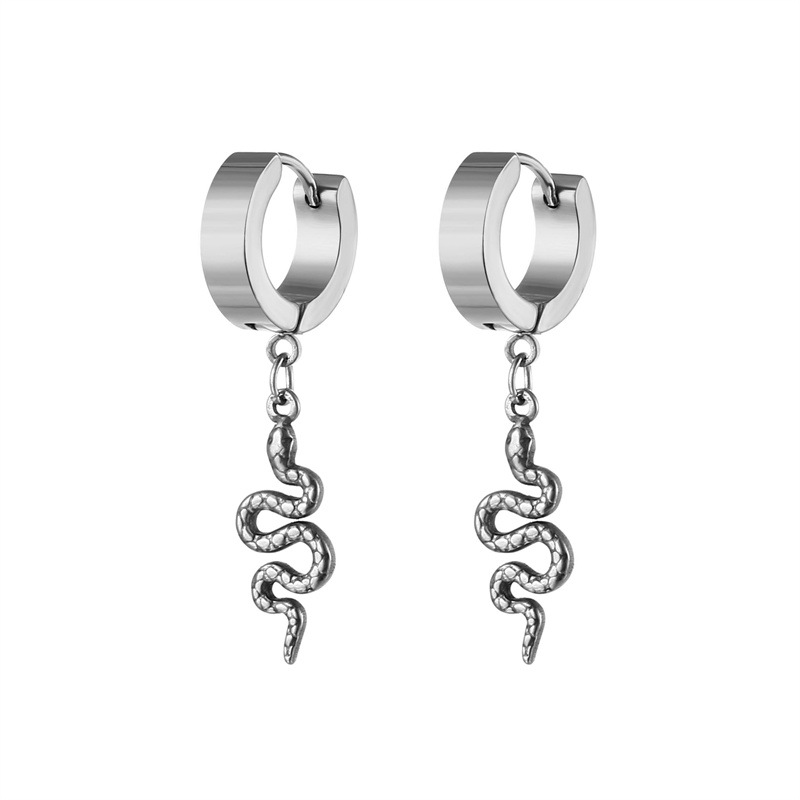 1 Piece Quantity Daily Occasion Feather Material Feather, Wings, Snake Pattern 1 Piece Hip-Hop Retro Exaggerated Feather Wings Snake Feather Vacuum Plating Men's Unisex Drop Earrings Earrings Ear Studs