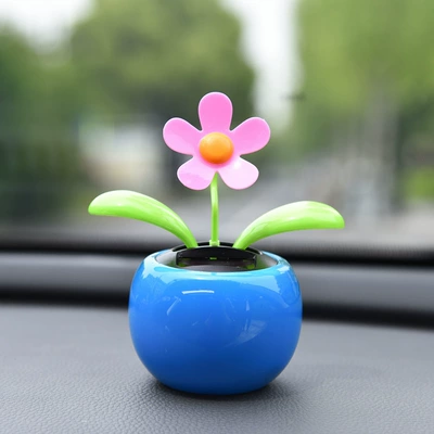 Swinging Sunflower Creative Solar-Powered: Car ornaments - apple-blossom-blue