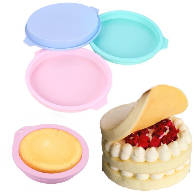Silicone Chiffon Cake Mold 4/6/ 8inch Round No-Cut Layered Baking Pan Oven Rainbow Mousse Baking Tool