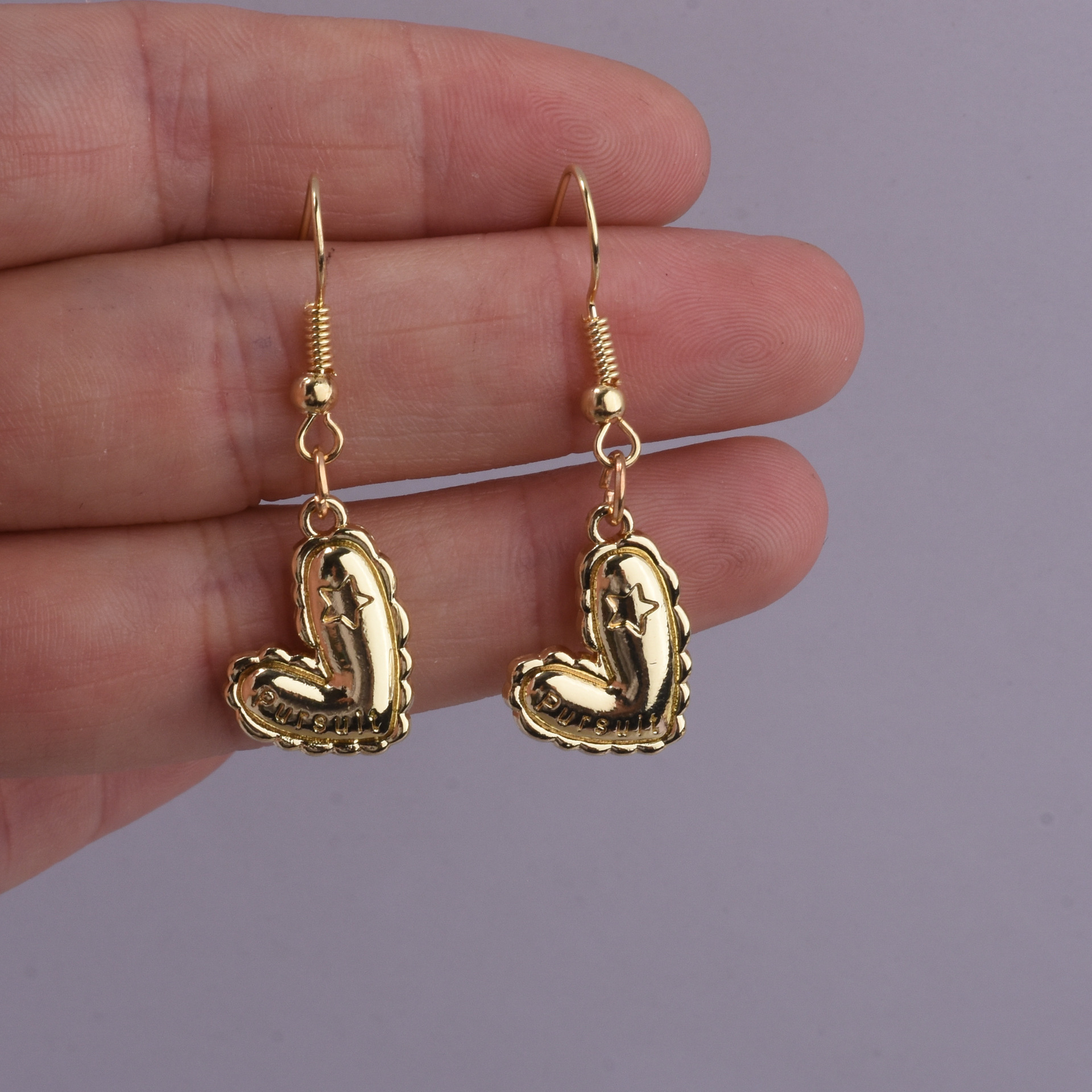 跨境热销星星爱心唯美大气日韩风不规则桃心吊坠女士耳坠饰品挂件