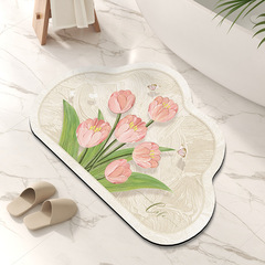 Tech Fleece Asymmetric Irregular Creative Cloud Tulip Series Bathroom Mat Bathroom Sink Absorbent Quick Dry Foot Mat
