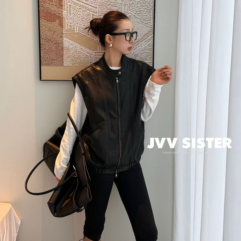 JVV Thirteen Lines 2026 Autumn New Vintage Motorcycle Style Jacket Versatile Casual Leather Vest 91298 JVV Thirteen Lines 2026 Autumn New Vintage Motorcycle Style Jacket Versatile Casual Leather Vest 91298