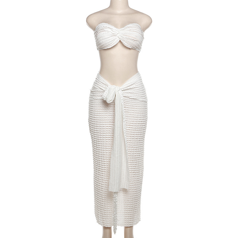 Holiday Beach Women's Sexy Solid Color Spandex Polyester Lace Skirt Co-ord Set Skirt Sets display picture 9