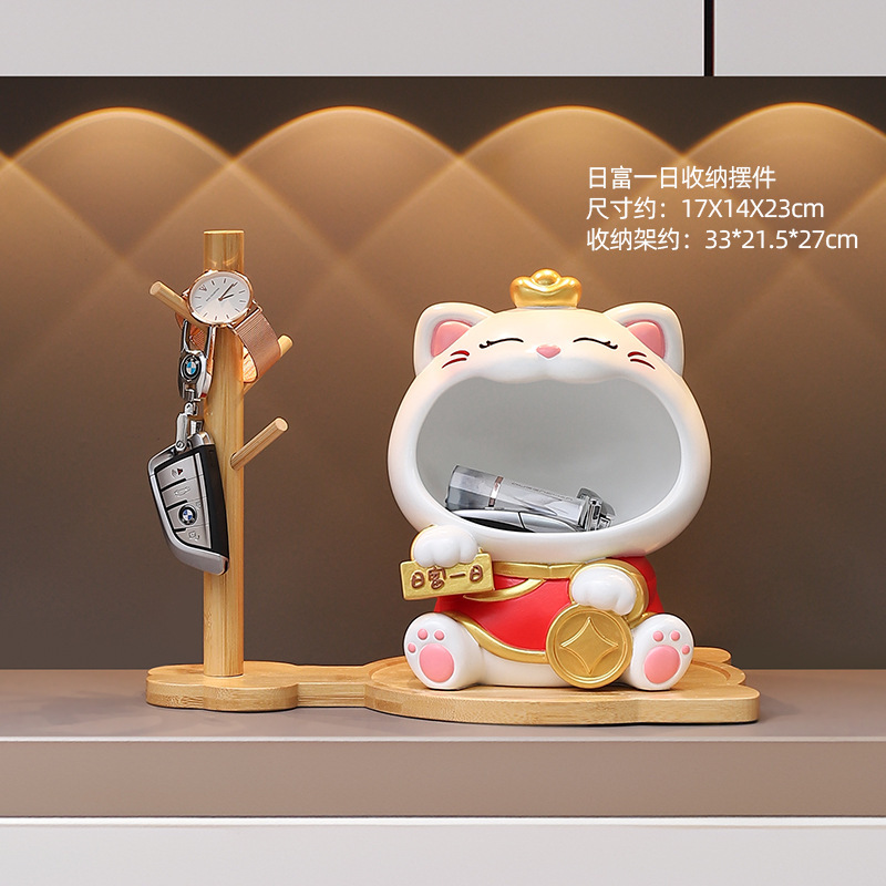 ライト高級高級招き猫キー収納デスクトップ樹脂装飾品新築引っ越しリビングルーム家の装飾ギフト|undefined