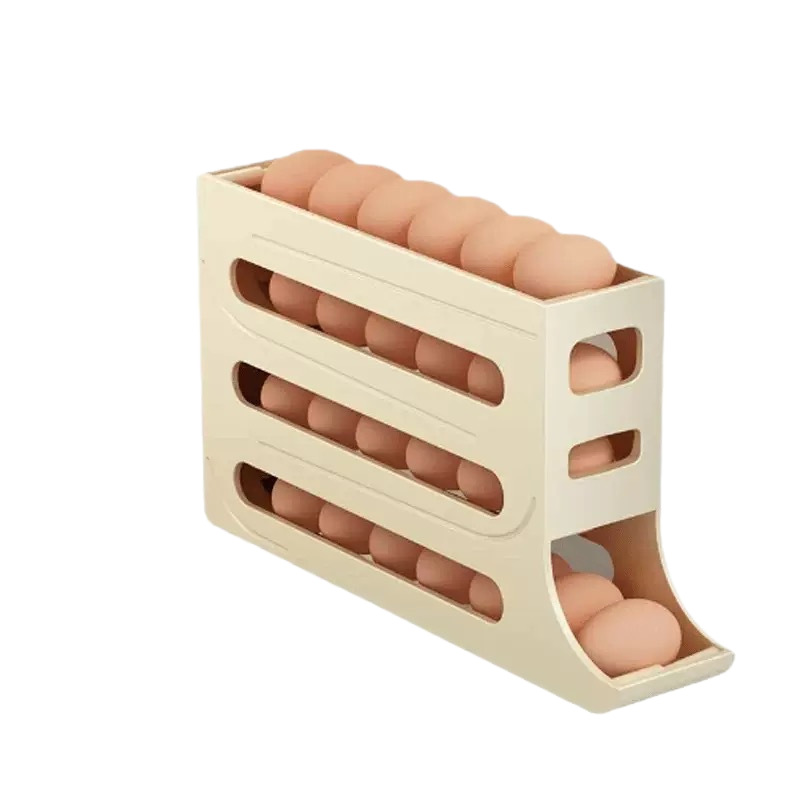 Caja de almacenamiento de huevos rodantes deslizantes para almacenar refrigerador doméstico puerta lateral de la cocina para recoger el artefacto de huevos nuevo marco automático de huevos rodantes