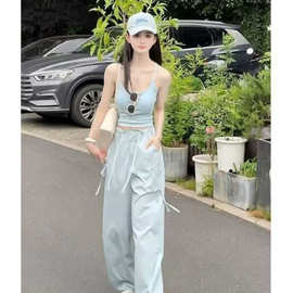欧美跨境外贸小个子感吊带背心时尚套装夏季今年流行两件套女装夏