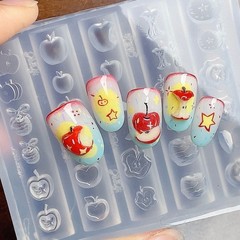 新款高透美甲模具水果苹果烂苹果高品质手工模具