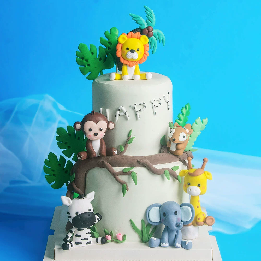 Лесные животные торт украшения