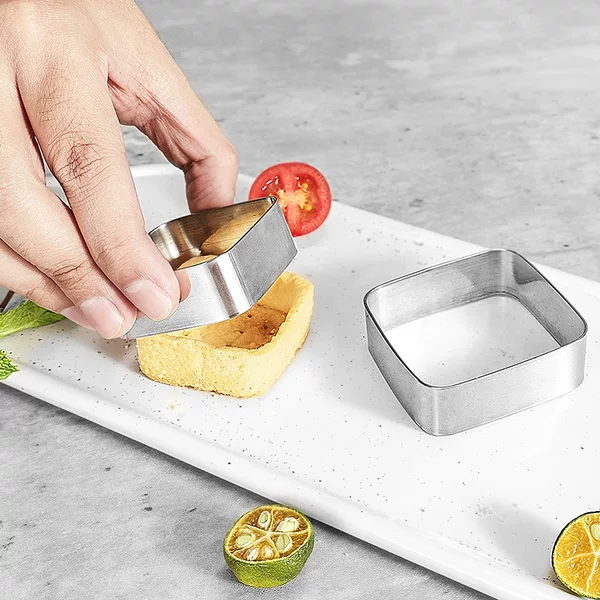 In-Stock Cross-Border 304 Stainless Steel Square Thickened Cookie Mold French Fruit Tart Ring Corn Cake Mold