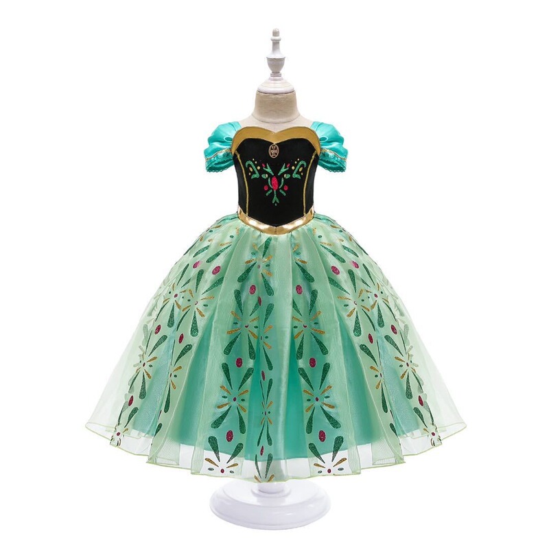 Frozen Princess Dress Summer Anna Girls' Short Sleeve Dress Children's Performance Dress Birthday Performance Dress
