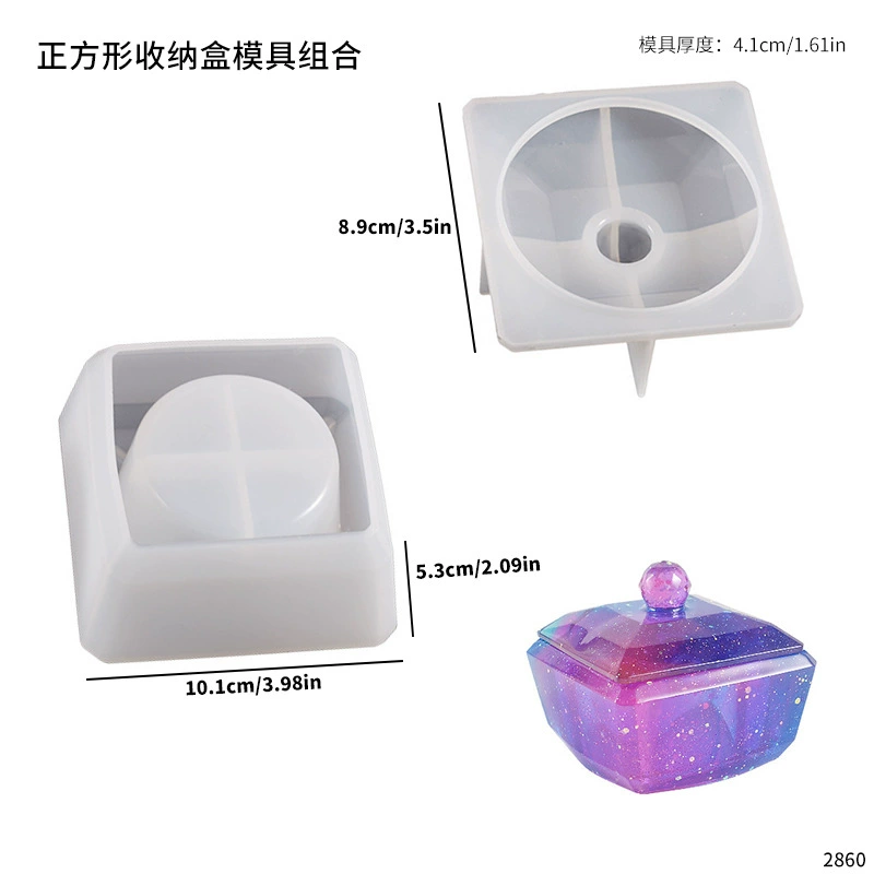 Silicone Storage Box Molds, Mirror-Effect Crystal Resin Shapes for Decorative 3D Boxes