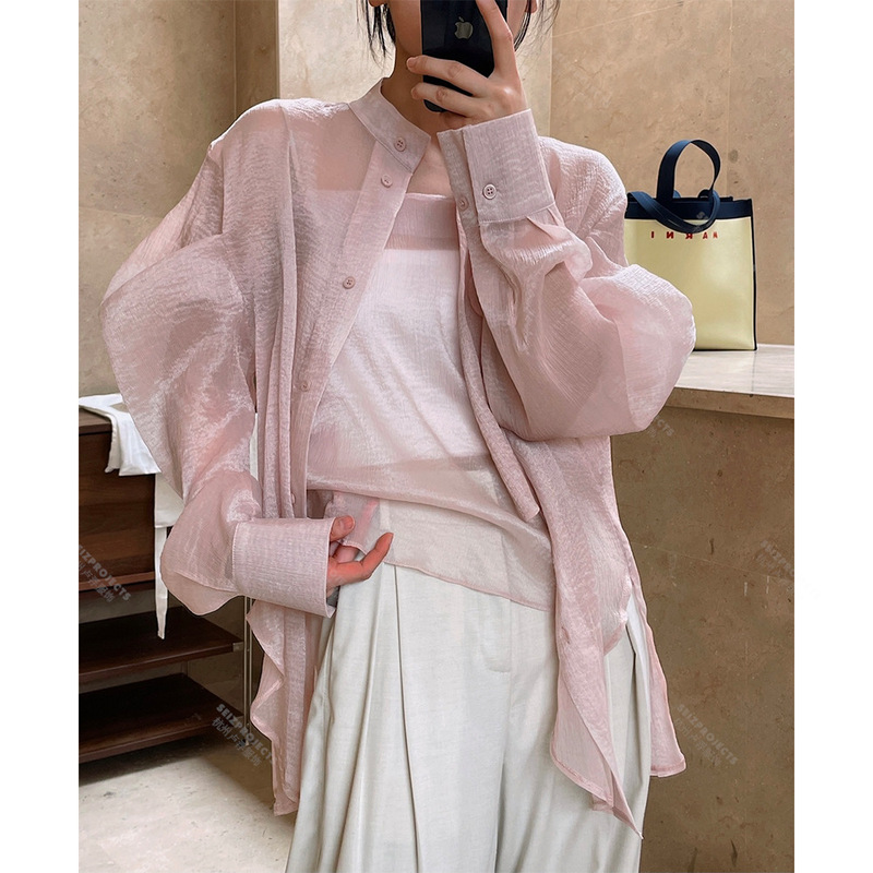 "Private Style" Summer New Korean Style Hazy Sunscreen Shirt Suspender Two-Piece Loose Slimming Suit for Women "Private Style" Summer New Korean Style Hazy Sunscreen Shirt Suspender Two-Piece Loose Slimming Suit for Women