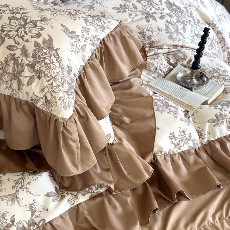 Completo copripiumino vintage floreale in cotone spazzolato boho_voghion.com