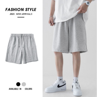 Japanese-Style Sweatpants Wide-Leg Pants Thin Mid-Length Student Pants Gray Sports Shorts Unisex Loose Casual Knee-Length Shorts