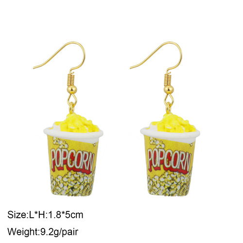 Japanese and Korean creative simulation food toy sausage popcorn cake sweet potato earrings cross-border personality interesting earrings for women
