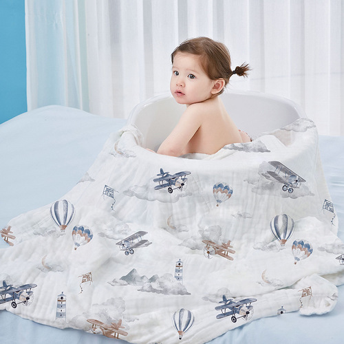Baby bath towel, pure cotton gauze, soft and absorbent, newborn baby towel, newborn baby bath bag, blanket