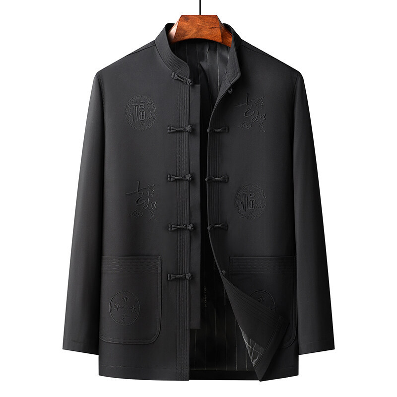 中老年男士唐装春秋爸爸套装老年人过寿生日衣服中国风外套爷爷装|undefined
