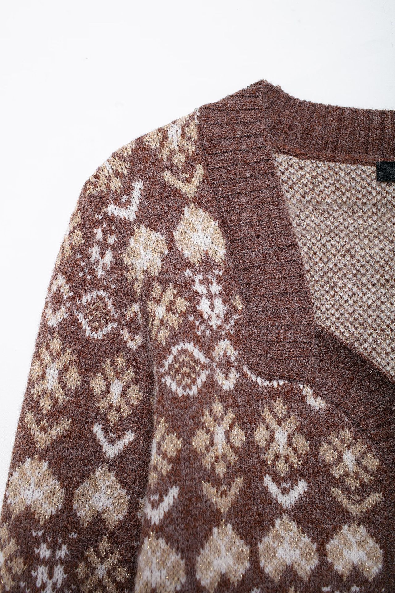Abbigliamento donna 2024 autunno e inverno nuovo stile giacca in maglia jacquard larga_voghion.com
