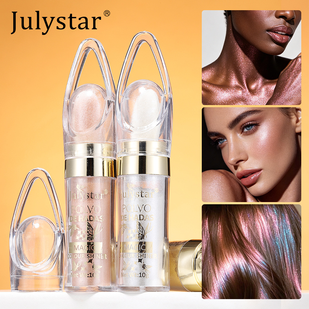 Cross-Border Hot-Selling Multi-Use 6-Color Highlighter Powder with Fine Shimmer and Pearlescent Effect for Body and Face, Easy to Apply, in Stock for Wholesale